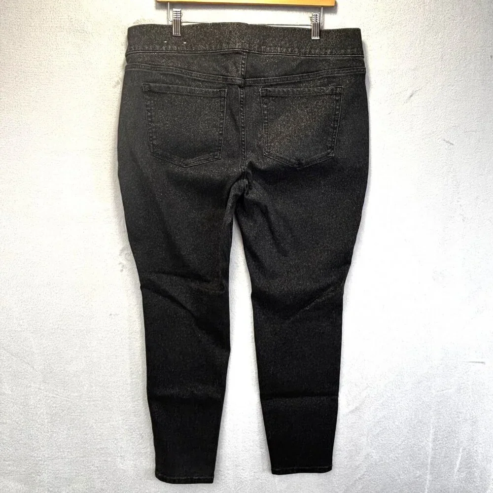 Lane Bryant High Rise Pull On Glitter Jegging‎ Pants Womens 18 Black Signature